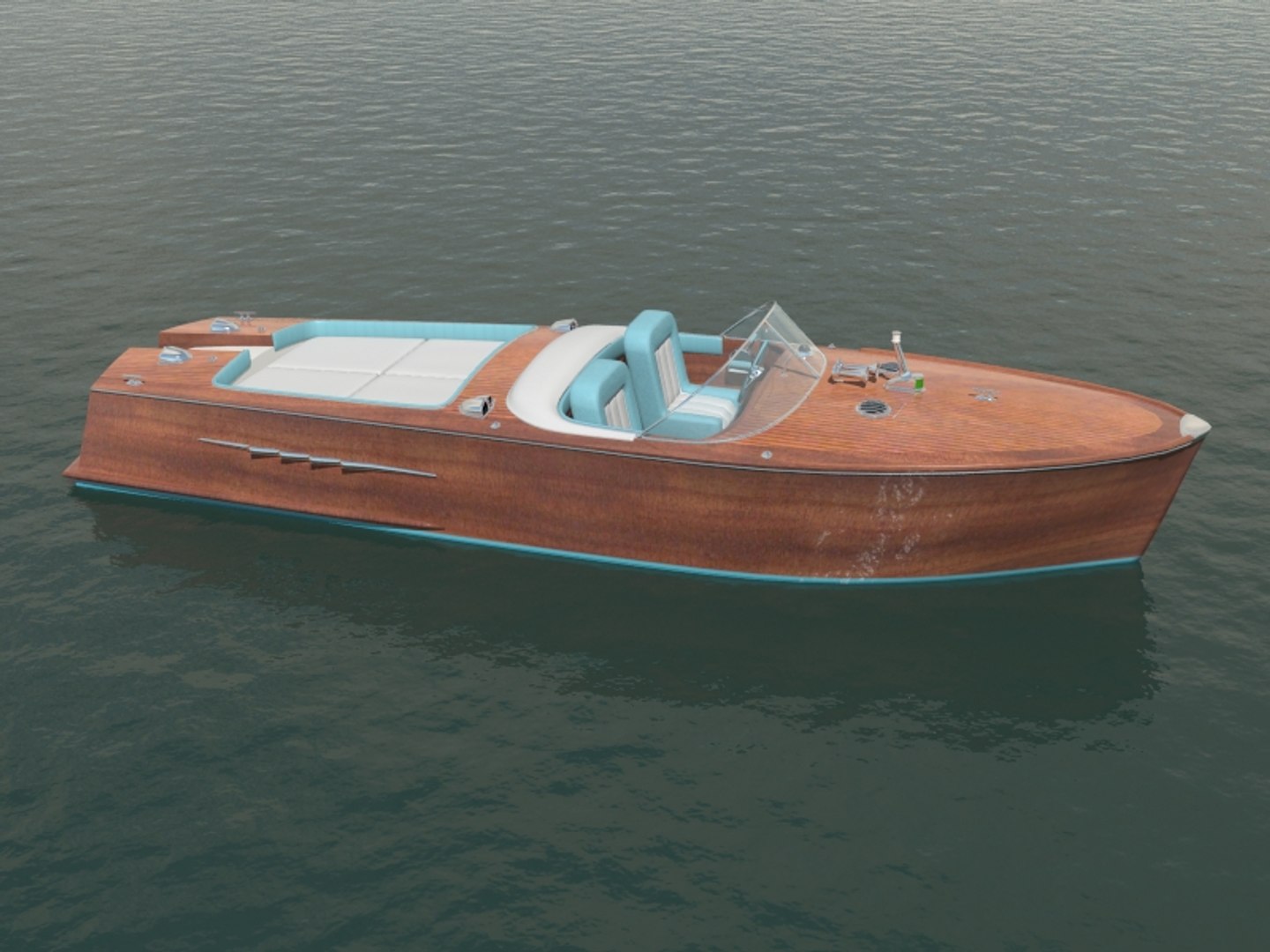 Motorboat Riviera Style 3d Model