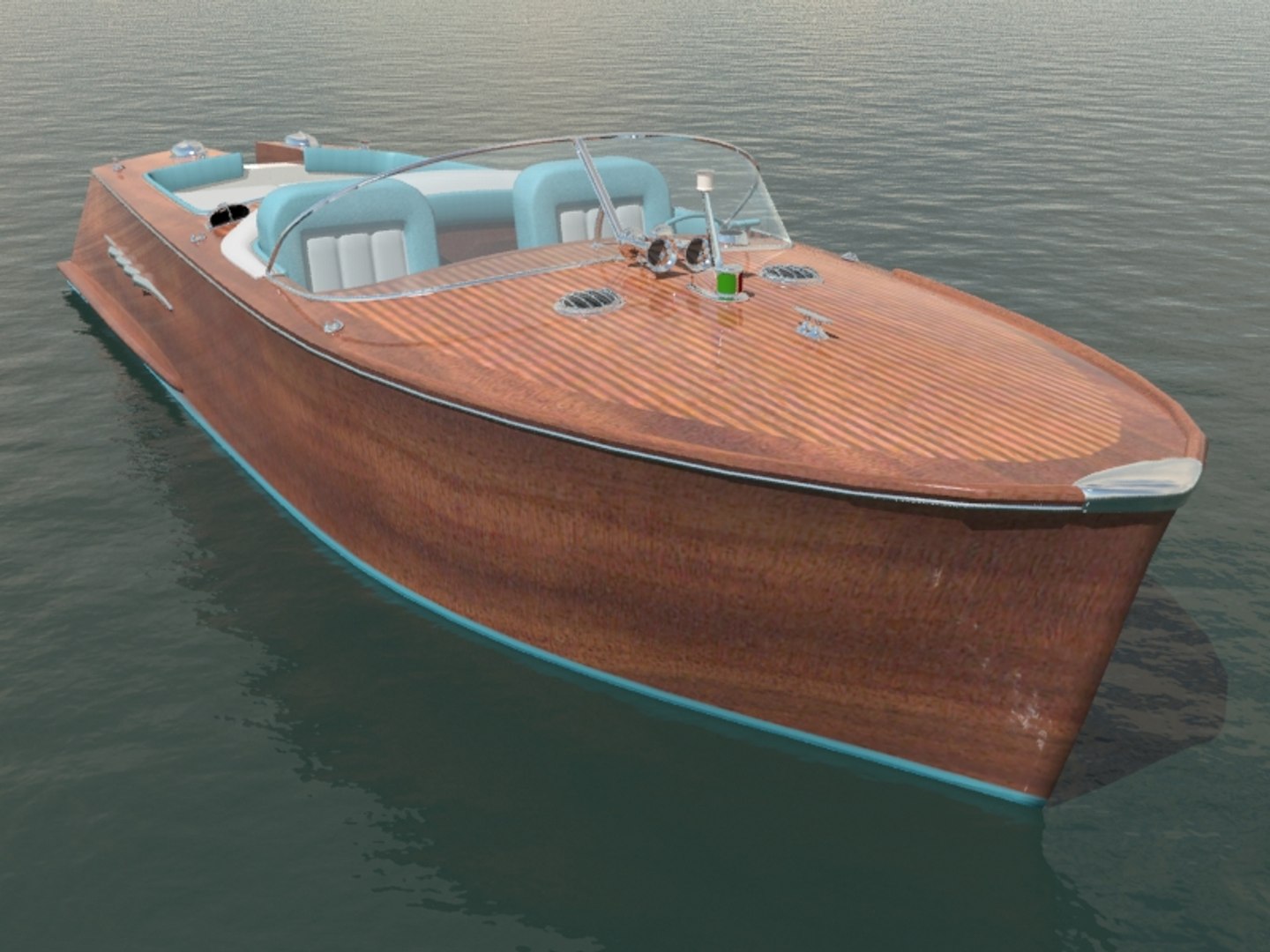 Motorboat Riviera Style 3d Model