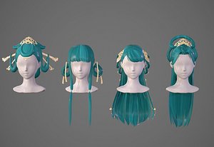 3D girl hair model