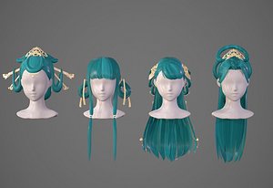 3D girl hair anime - TurboSquid 1464441