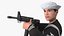 3D Asian Sailor in Black Uniform with Rifle model