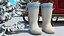 Bottes en feutre blanc chaud avec fourrure brodée