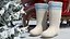 Bottes en feutre blanc chaud avec fourrure brodée