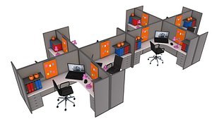 3D Cubicle Office Workstation