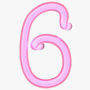 Glowing Neon Tube Light Digit 6