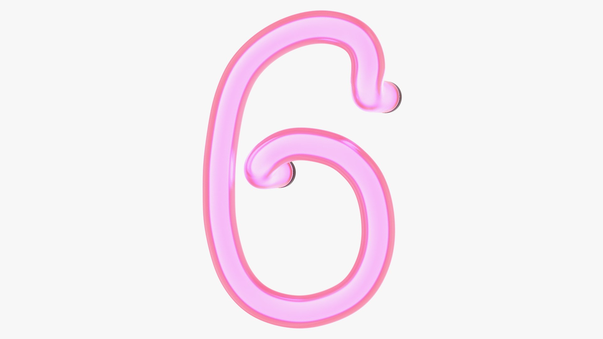 Glowing Neon Tube Light Digit 6 3D model preview