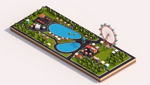 Cartoon Low Poly Park Illustration