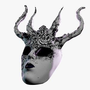 3D model Belladonna Gothic Horned Masquerade Mask - Dark Fantasy Game-Ready 3D Model