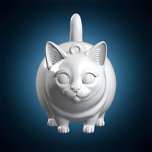 Cute Cat Keychain 3D Print Model 3D model