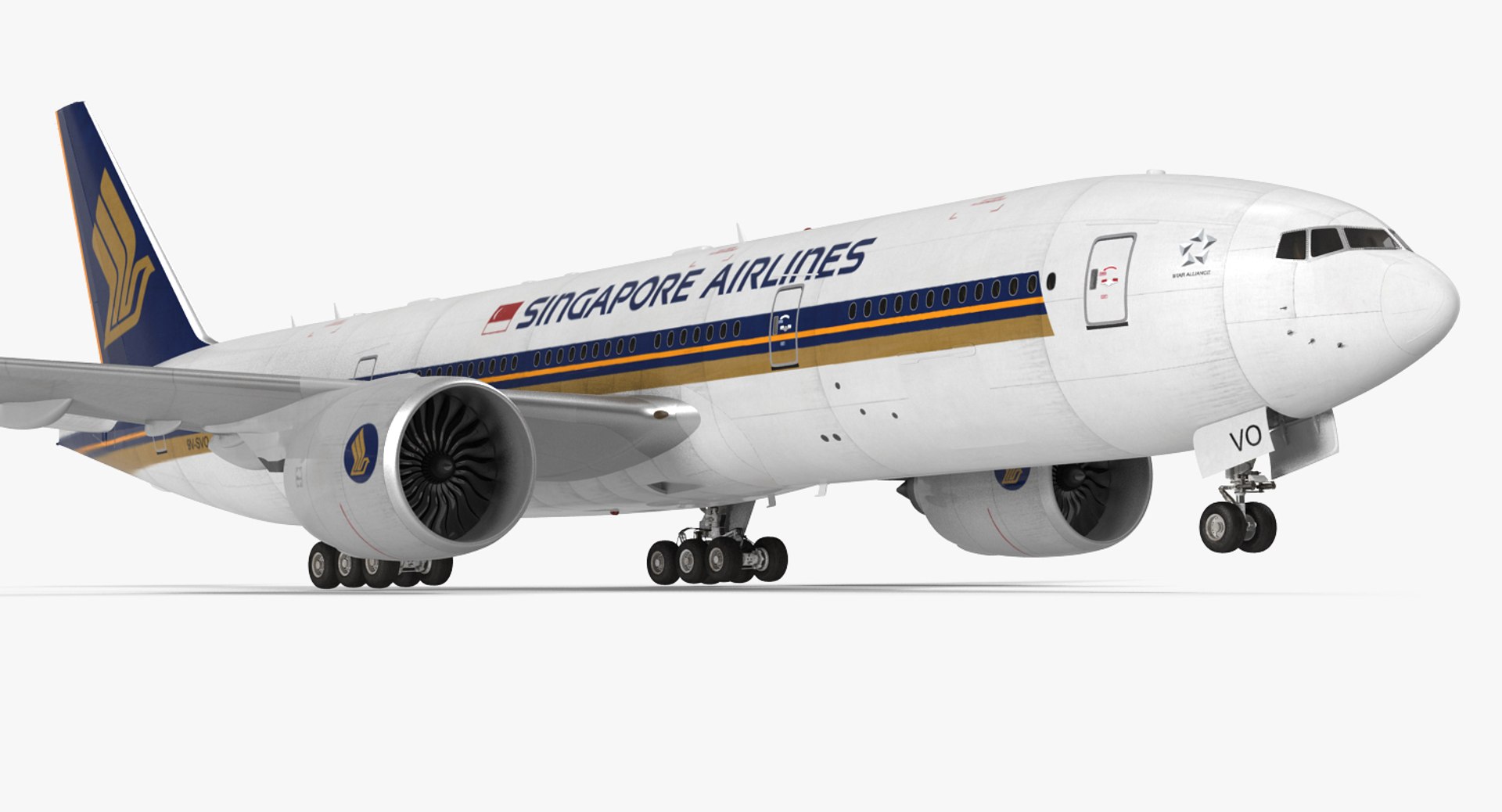 Boeing 777-200 Singapore Airlines 3D Model 3D model preview