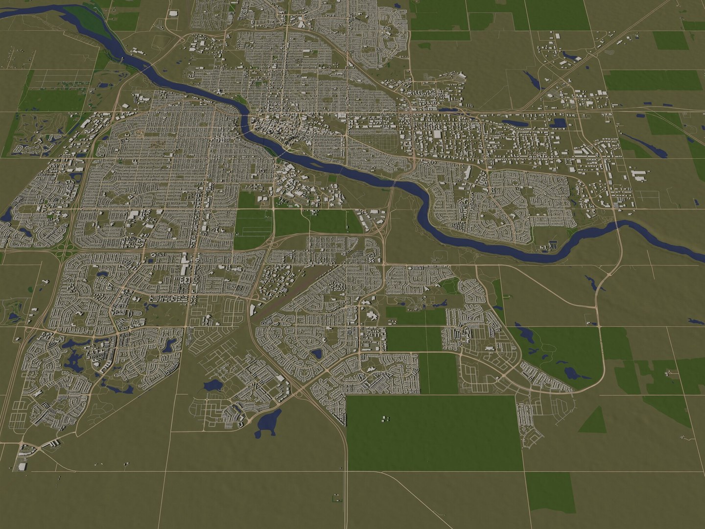 Saskatoon Saskatchewan Canada In 20 Km X 20 Km - City And Urban Model ...