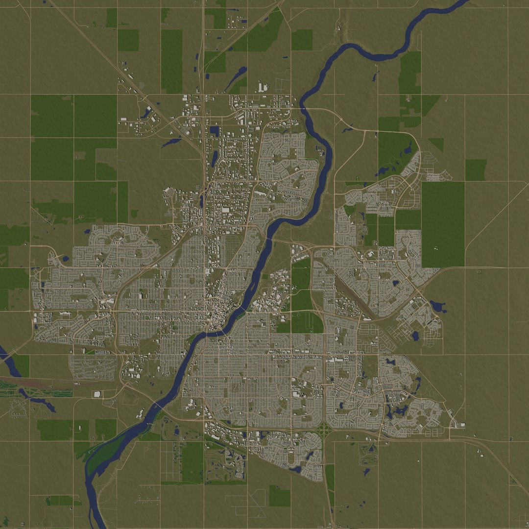 Saskatoon Saskatchewan Canada In 20 Km X 20 Km - City And Urban Model ...