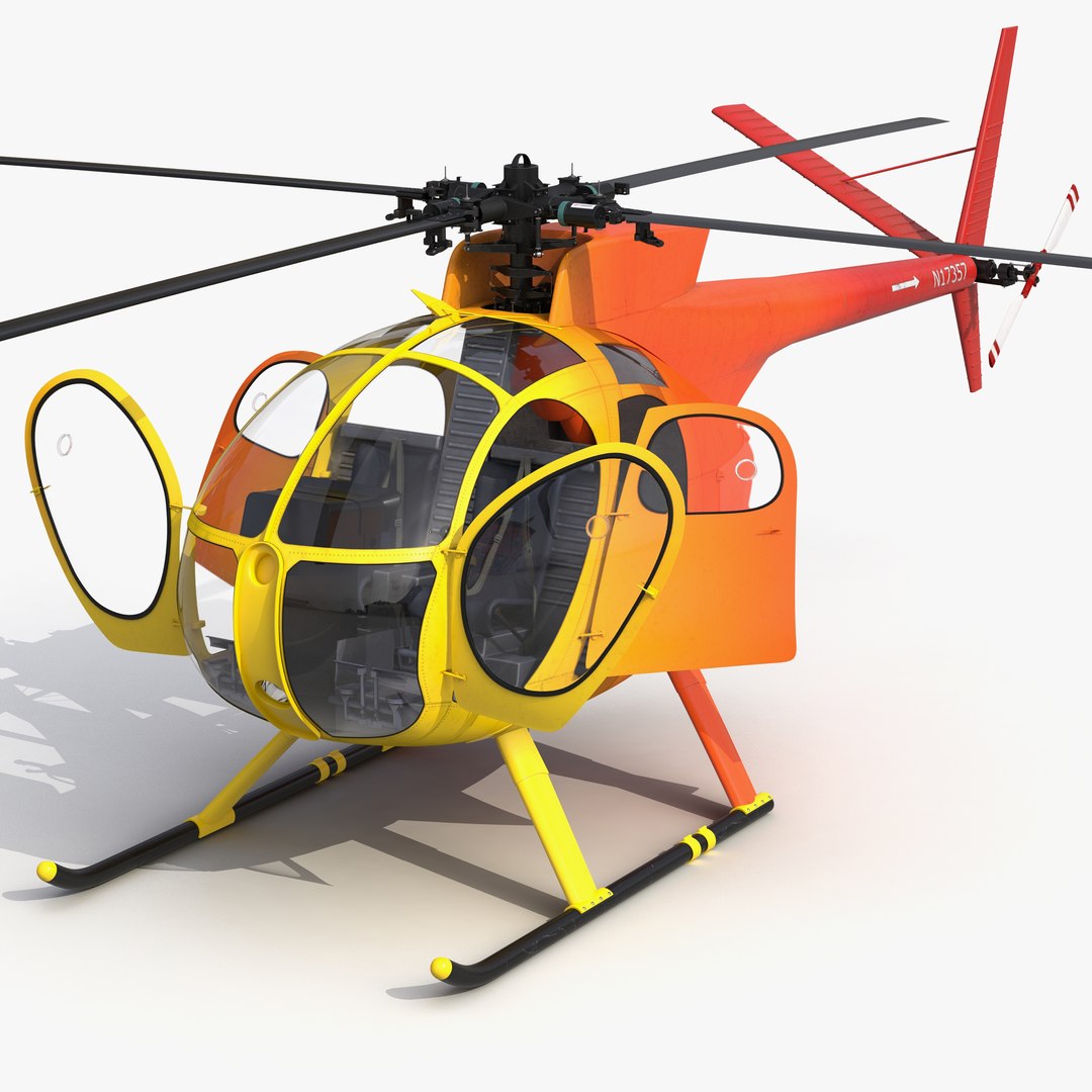Light Helicopter Hughes OH-6 Cayuse Rigged 3D Model 3D model preview