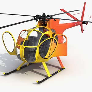 Light Helicopter Hughes OH-6 Cayuse Rigged 3D Model