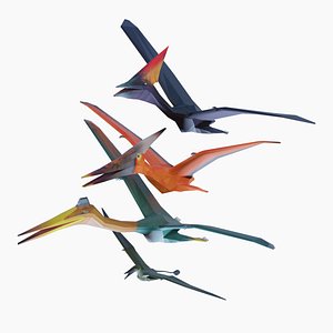 3D Low Poly Flyer Dinosaurs