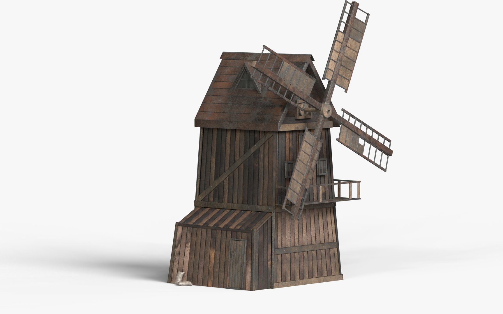 Wooden Enterable Windmill Model - TurboSquid 2110273