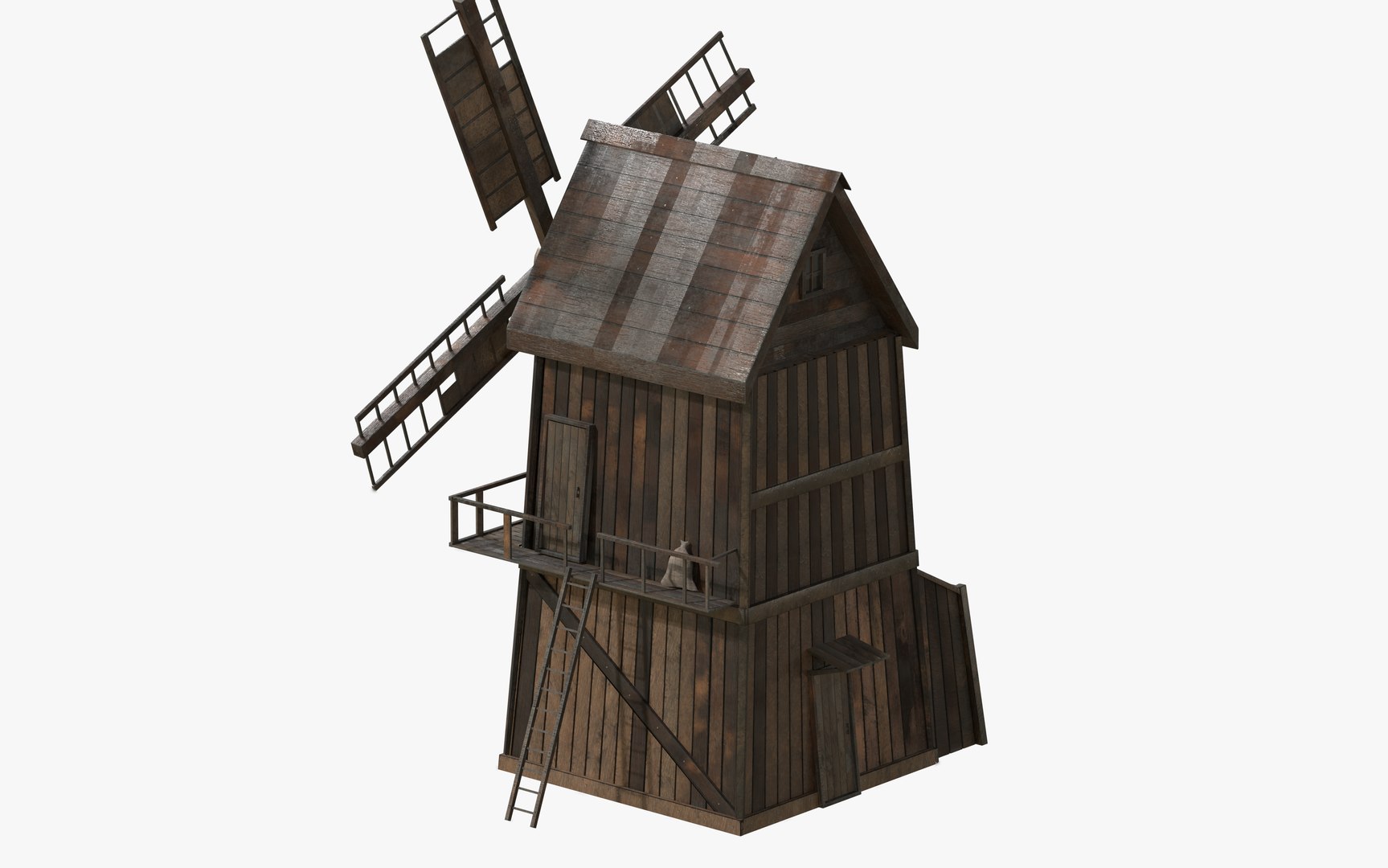 Wooden Enterable Windmill Model - TurboSquid 2110273