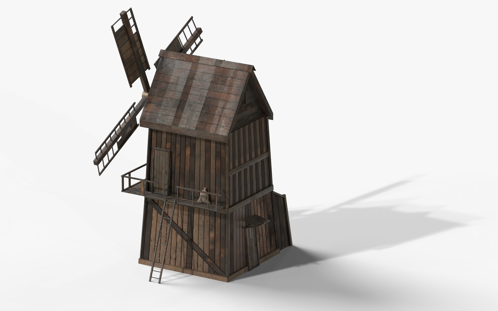 Wooden Enterable Windmill Model - TurboSquid 2110273