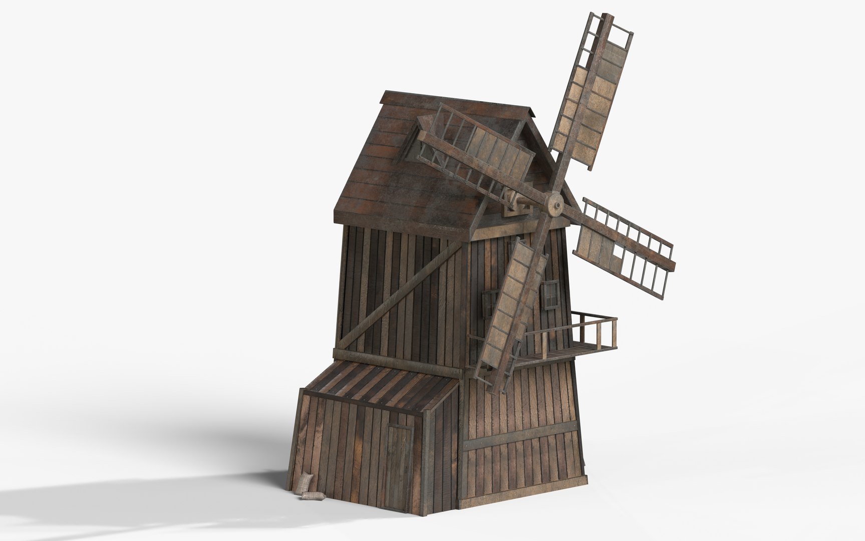 Wooden Enterable Windmill Model - TurboSquid 2110273
