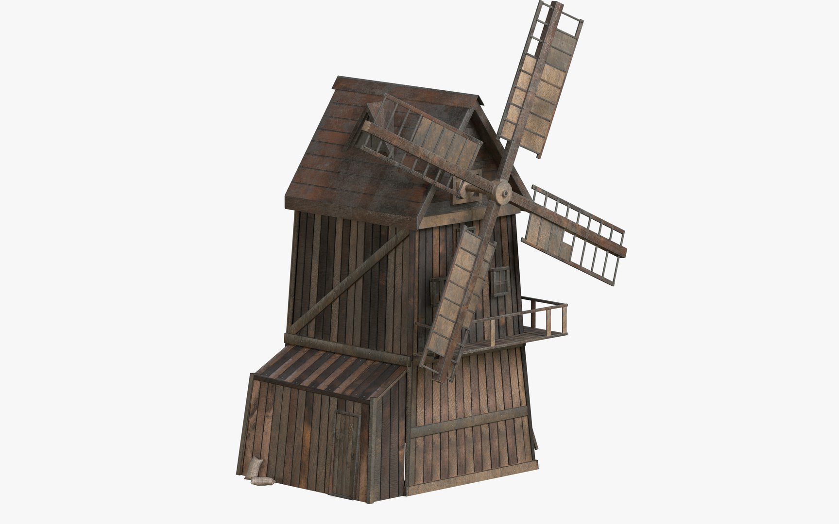 Wooden Enterable Windmill Model - TurboSquid 2110273