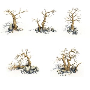 3d model scary tree dry