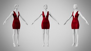 Dress 34 Crimson Velvet 3D