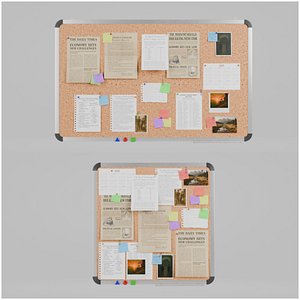 Metal Wall Corkboard Duo - Customizable Pin Board Set 3D model