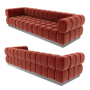 Todd Merrill custom original extended back sectional sofa in orange velvet