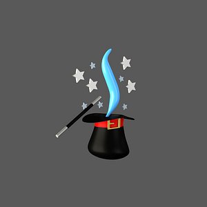 Magic hat 02 with Stars Silver 3D model