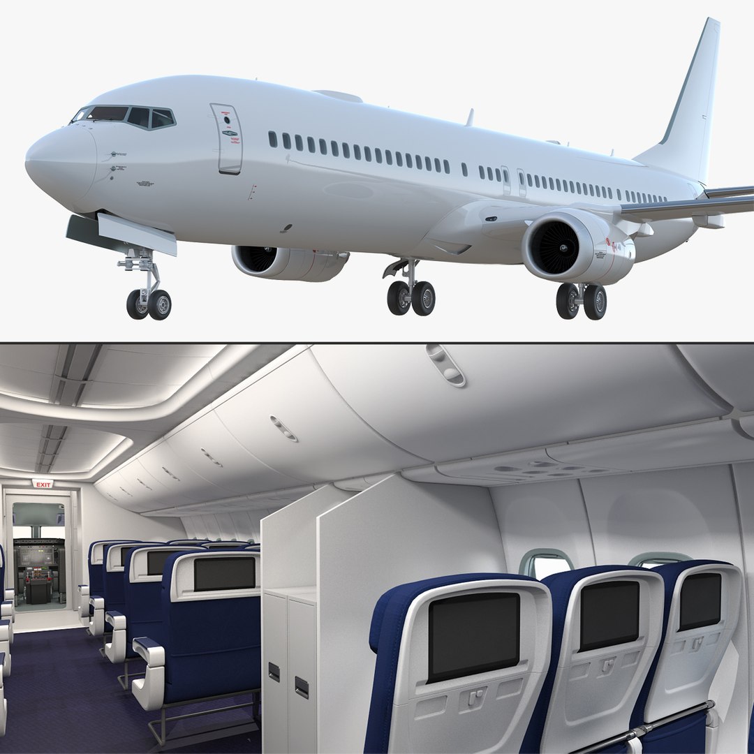Boeing 737-900 with Interior and Cockpit Generic 3D model preview