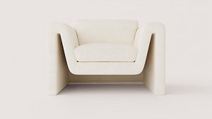 Modern Cream Upholstered Armchair with Sculptural Loop Arms