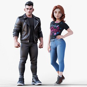 3D Cartoon Man Girl Rig