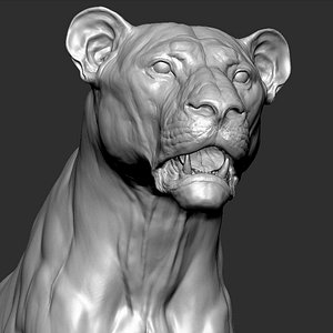 3D lion powerful big cat