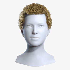 Modern Men Short Curly Hair Tapered Cut Low-Poly - Game Ready 3D model