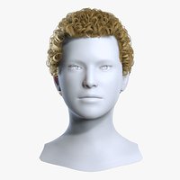 Modern Men Short Curly Hair Tapered Cut Low-Poly - Game Ready