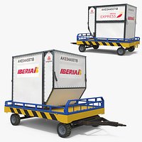 Airport Cargo Dolly with Iberia AKE ULD Container