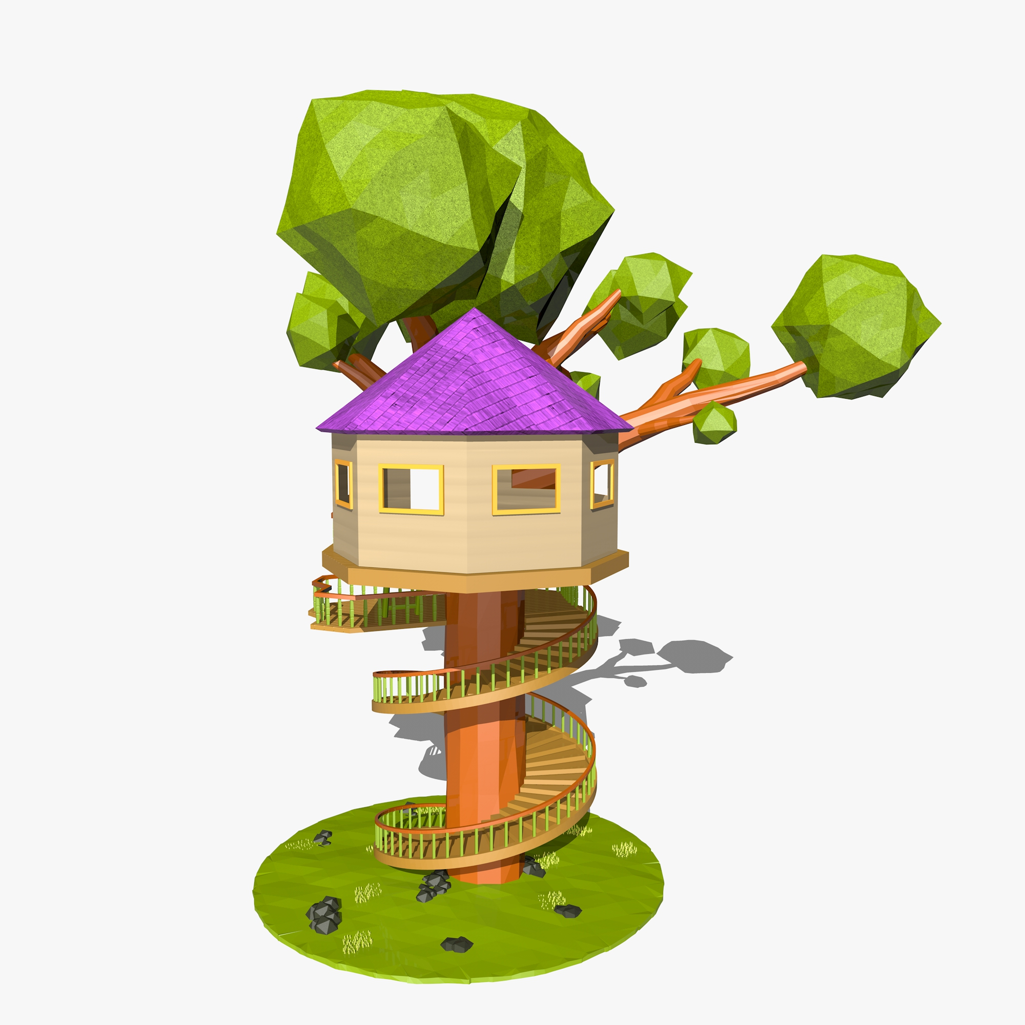 cartoon tree house 3d model