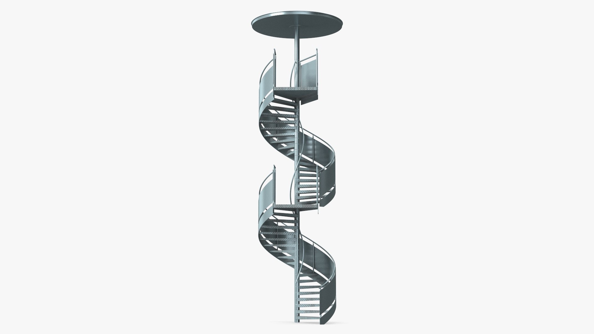 Closed Side Spiral Fire Escape Stairs 3D model preview