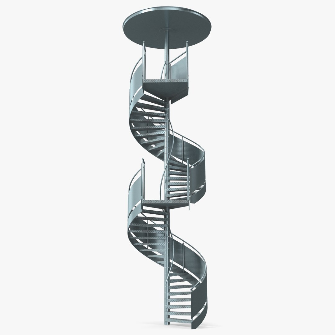 Closed Side Spiral Fire Escape Stairs 3D model - TurboSquid 2059396