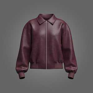 Womens Oversized Leather Jacket 3D