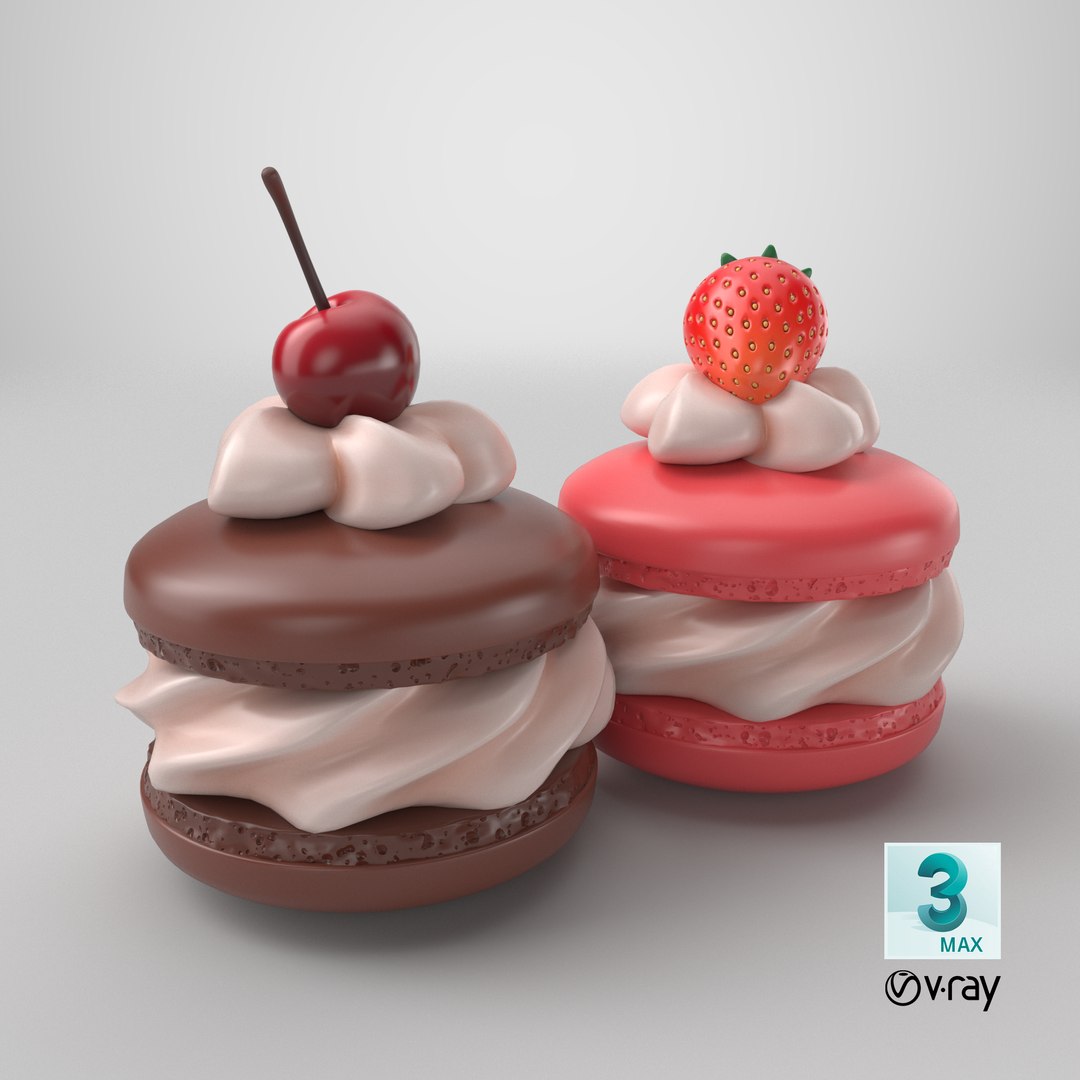 Cream Macarons With Berries 3D - TurboSquid 2429856