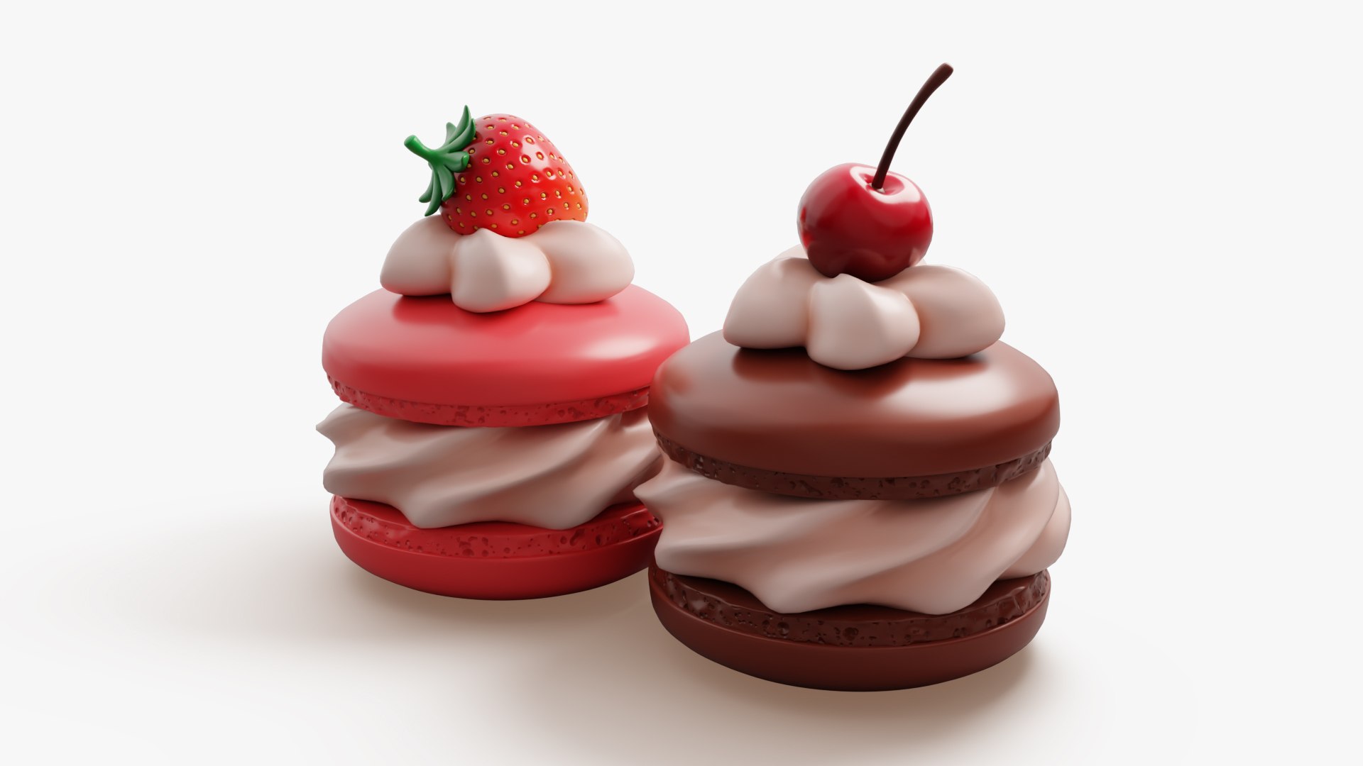 Cream Macarons With Berries 3D - TurboSquid 2429856