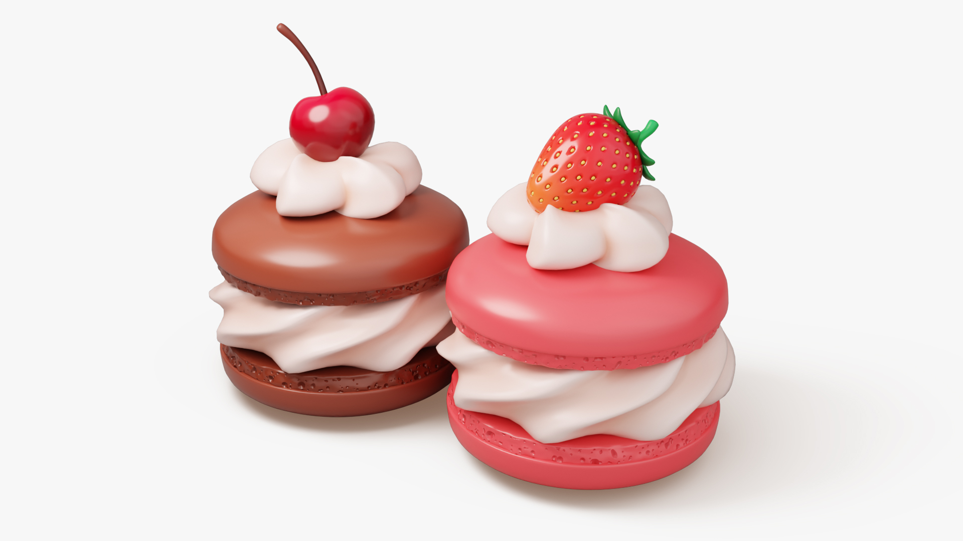 Cream Macarons With Berries 3D - TurboSquid 2429856