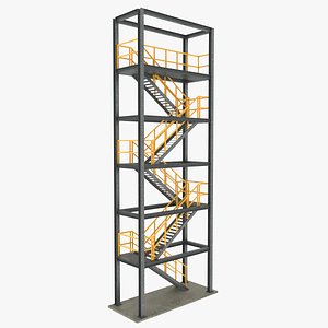 stair tower galvanized industrial 3D model