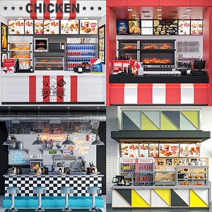 3D Fastfood and Coffee Shop Collection model
