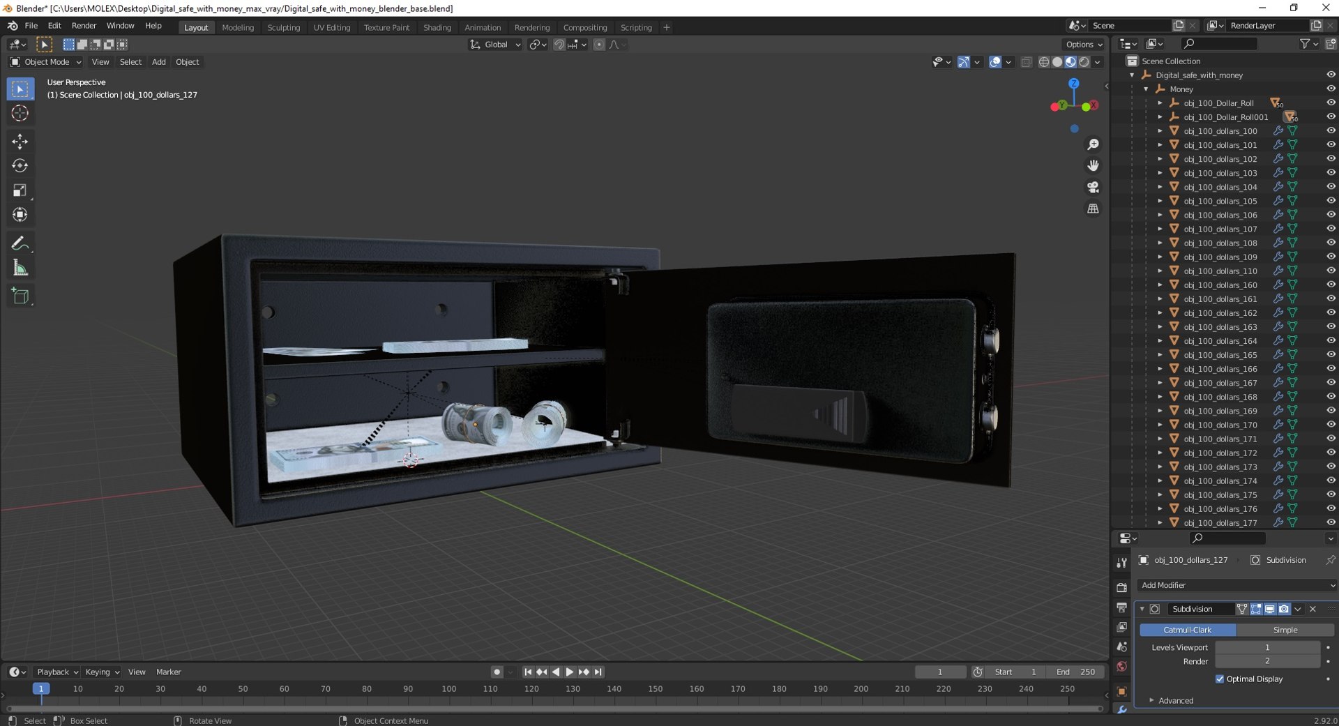 3D Digital safe with money model - TurboSquid 2063613