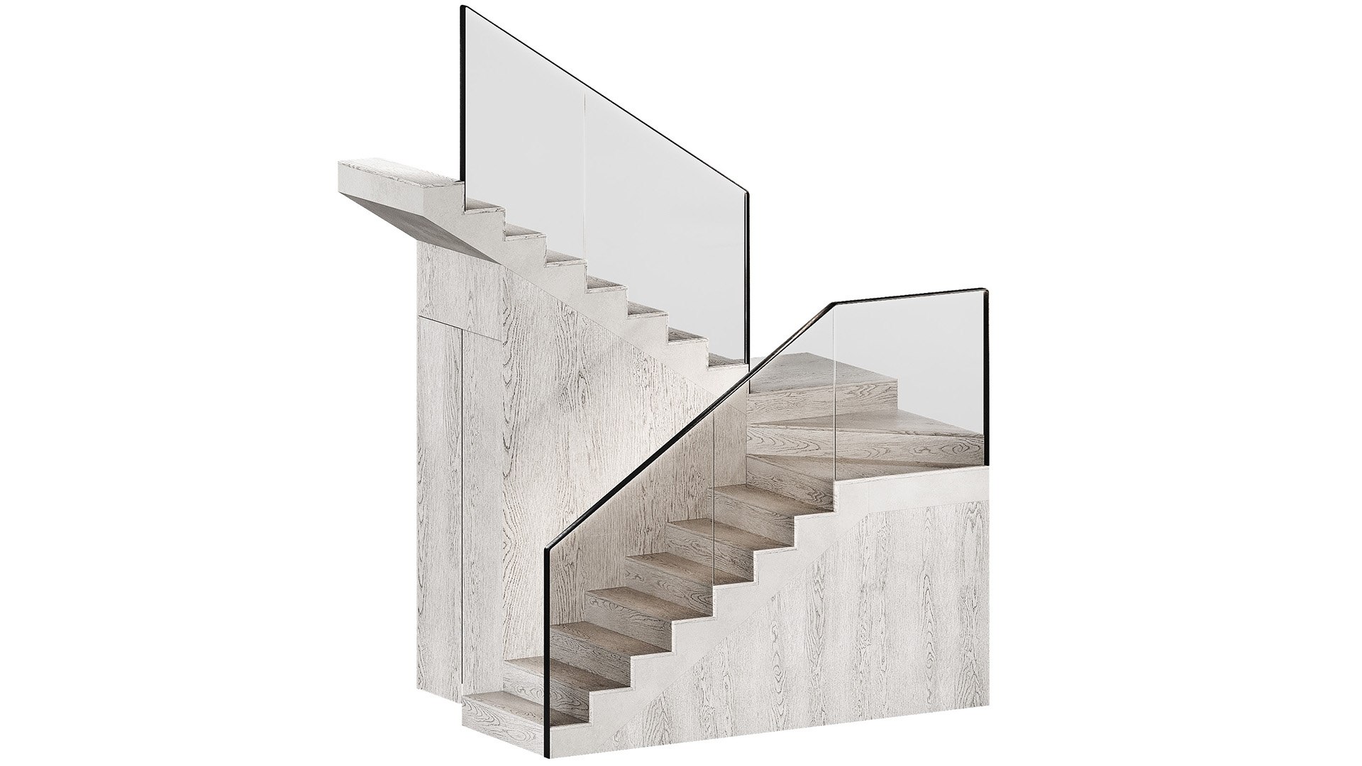 Stairs Modular Kit 2 Wooden Steps Metal Railings 2 Color Options 3D ...