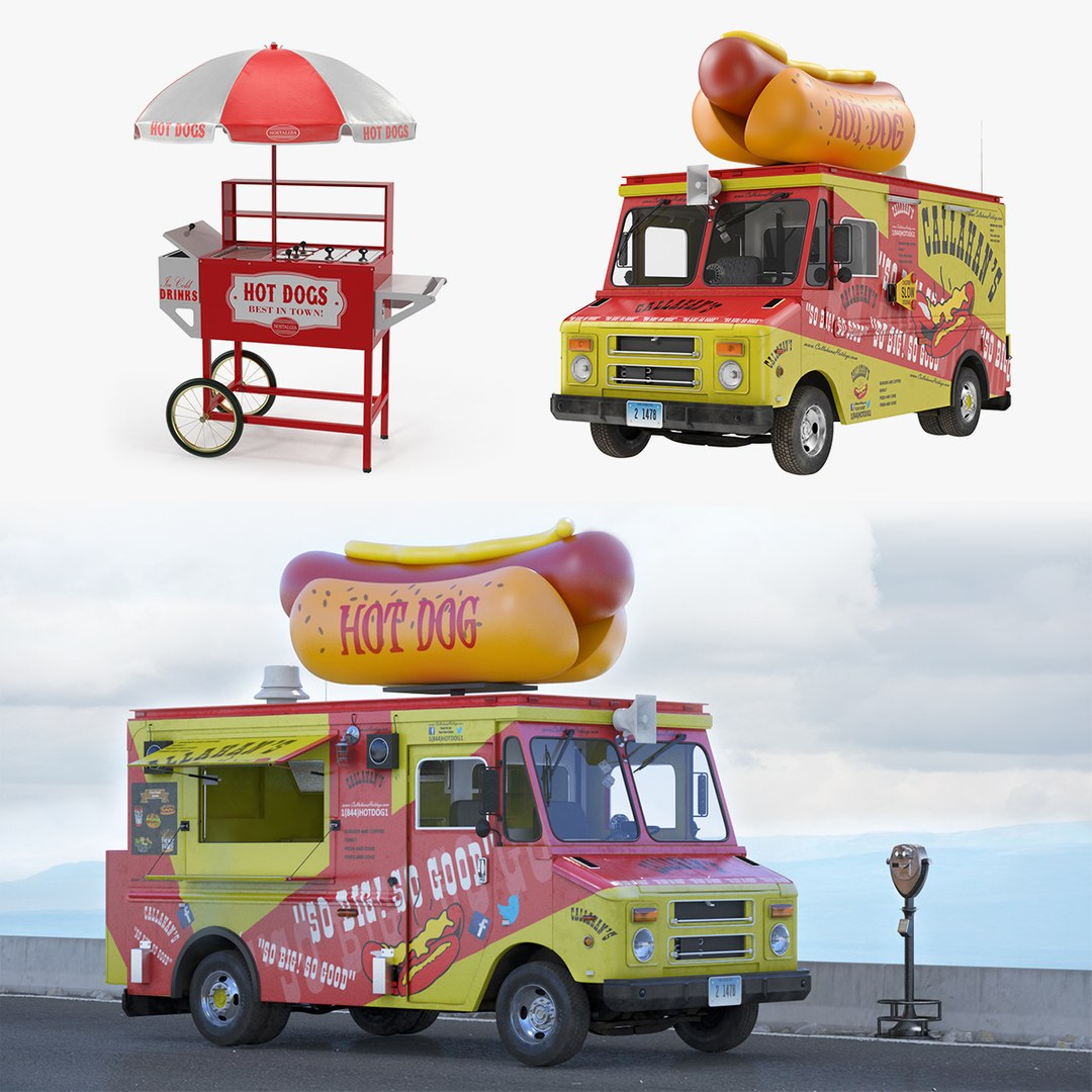 Hot Dog Vending Machines and Supplies 3D Models Collection 3D model preview
