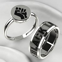 Black Lives Matter Two Rings with Rhodium Plating and Enamel