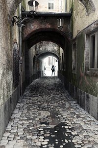 city old street scene 3d model